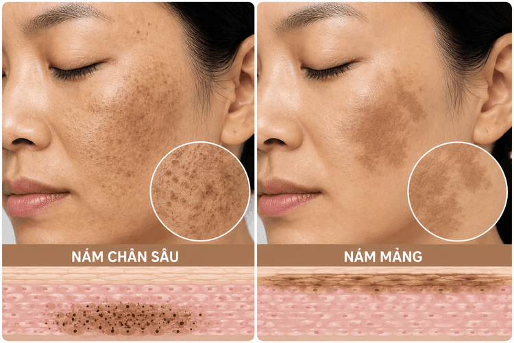 NÁM CHÂN SÂU VÀ NÁM MẢNG: KHÁC NHAU THẾ NÀO TRONG ĐIỀU TRỊ?